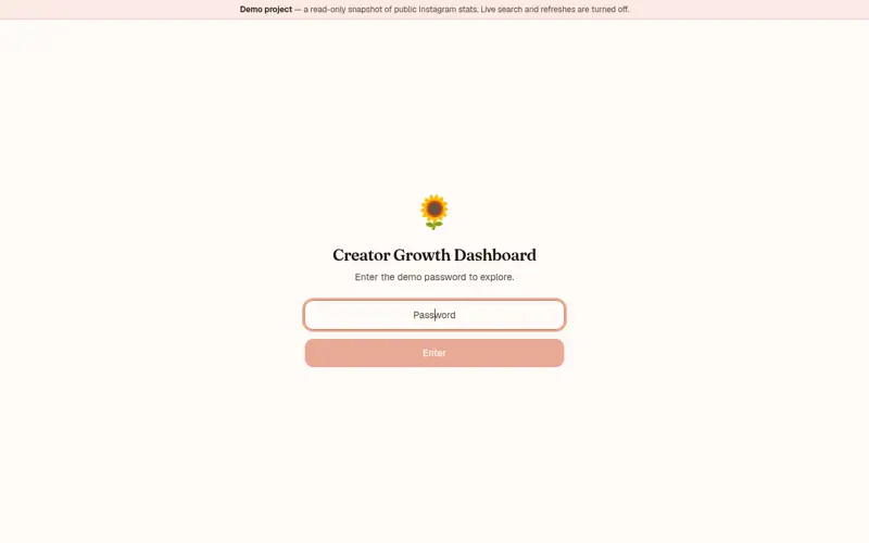 Screenshot of Creator Growth Dashboard