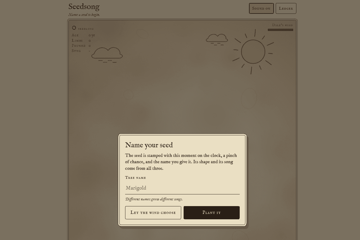Screenshot of Seedsong
