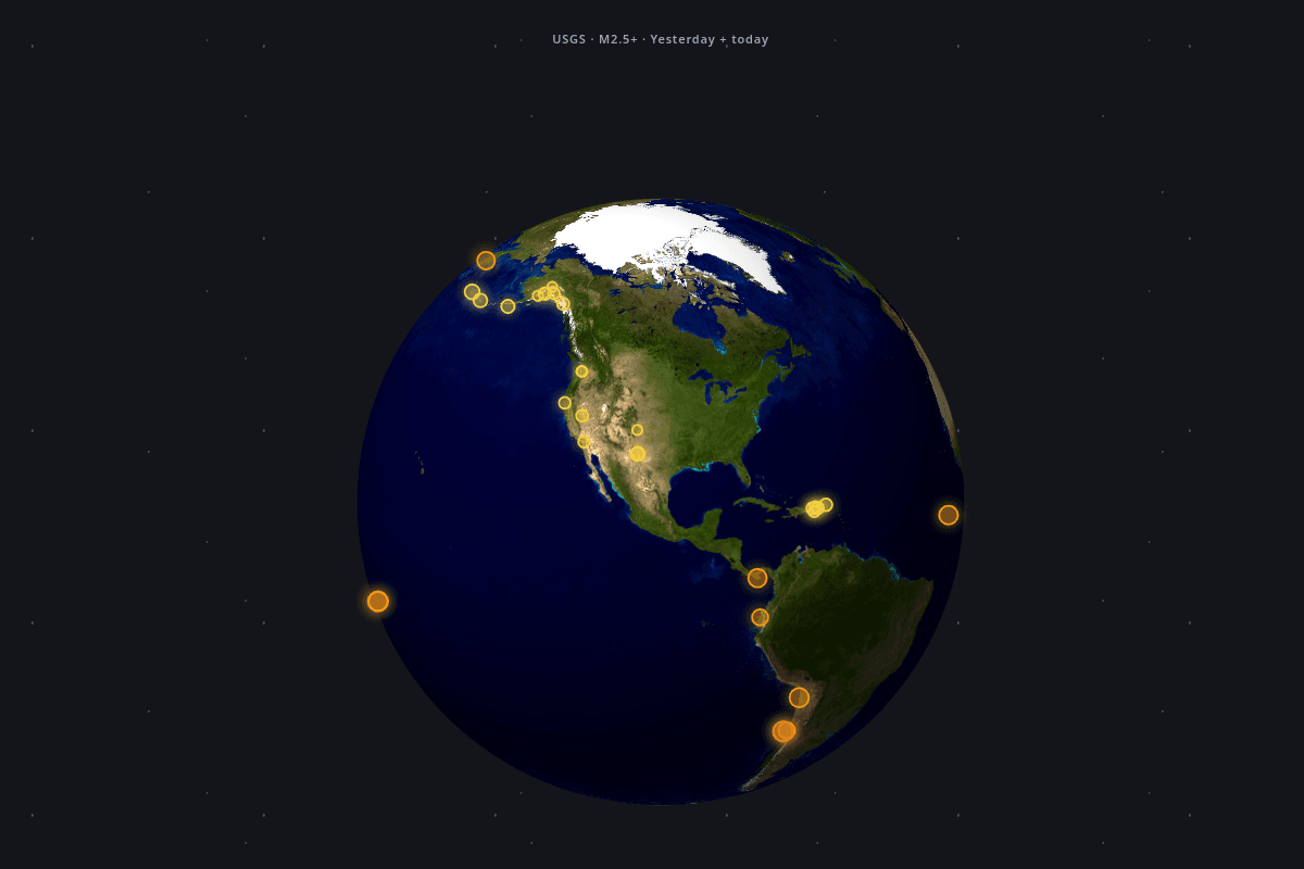 Screenshot of Earthquake Tracker