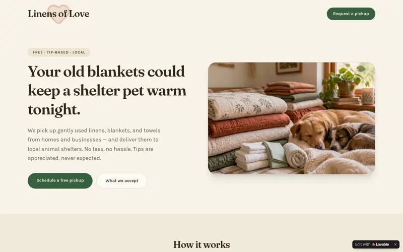 Screenshot of Linensoflove