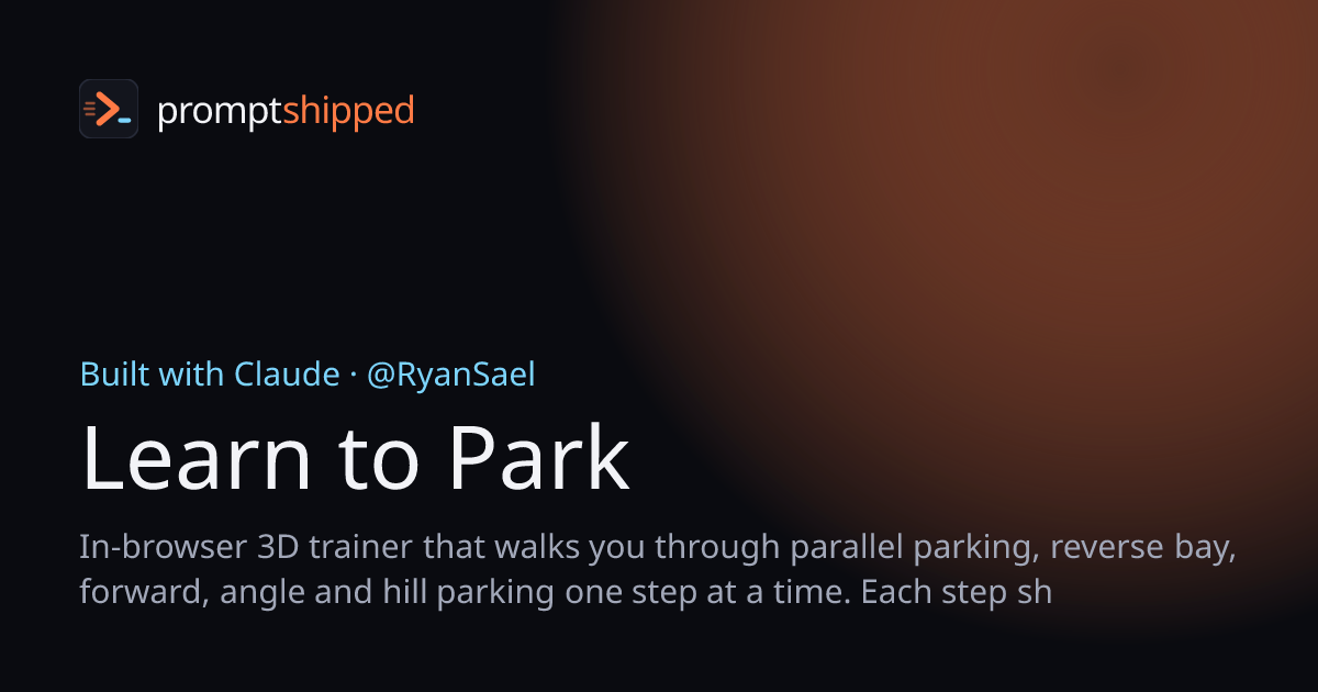 Learn to Park: Practice parallel parking step by step in 3D