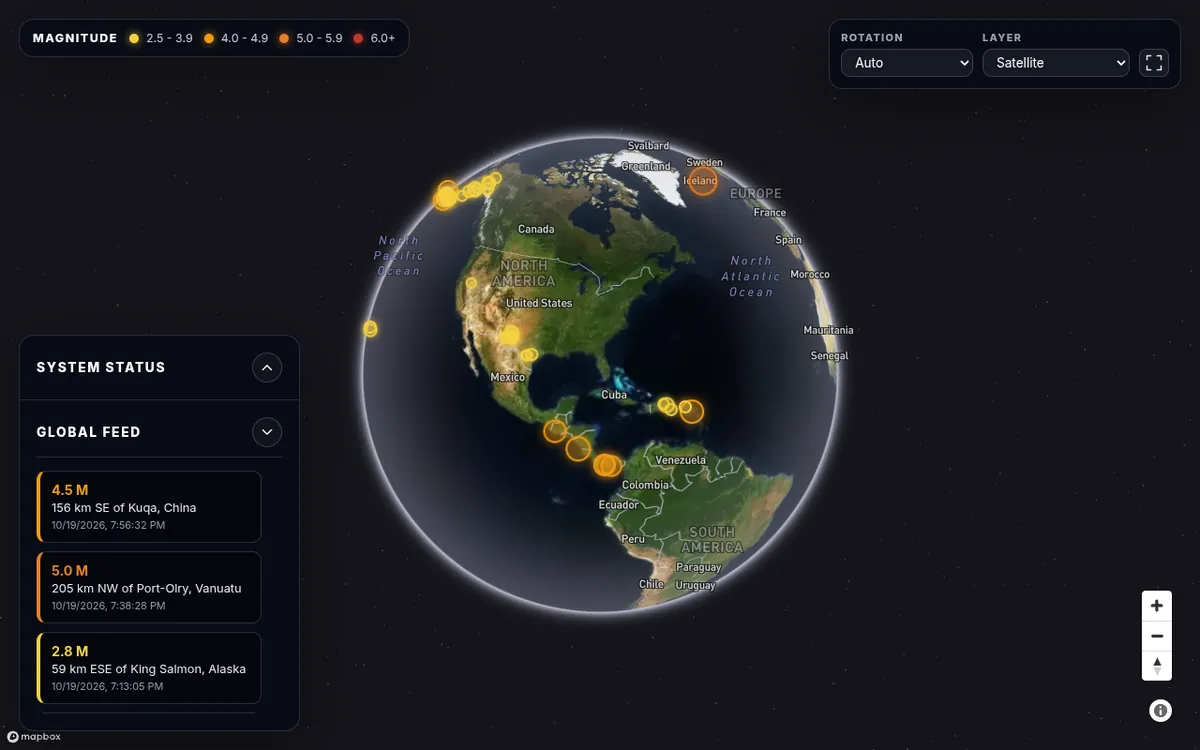 Screenshot of Earthquake Tracker