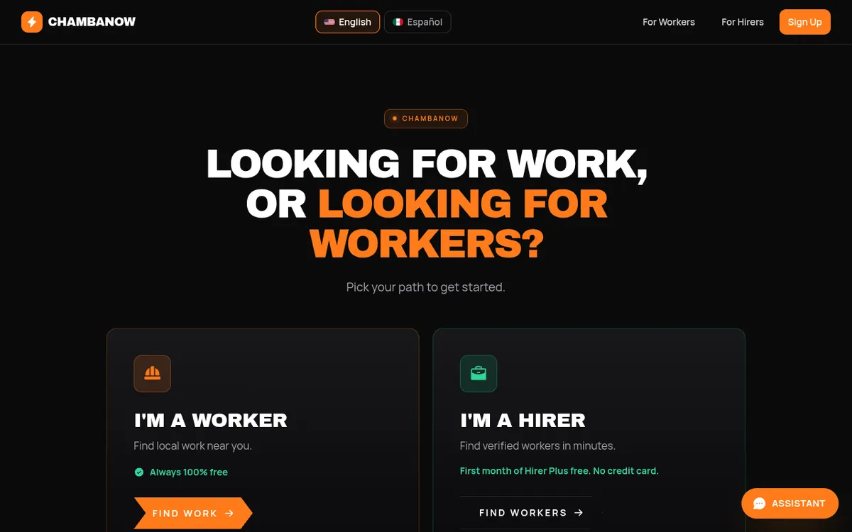 ChambaNOW screenshot: Hire local day laborers or find day labor work