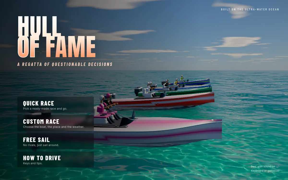 Hull of Fame screenshot: Play a boat racing game with real physics