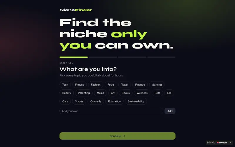 Screenshot of Profile To Niche