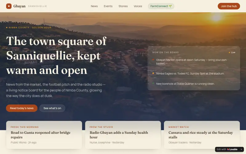 Screenshot of Sanniquellie Social Hub