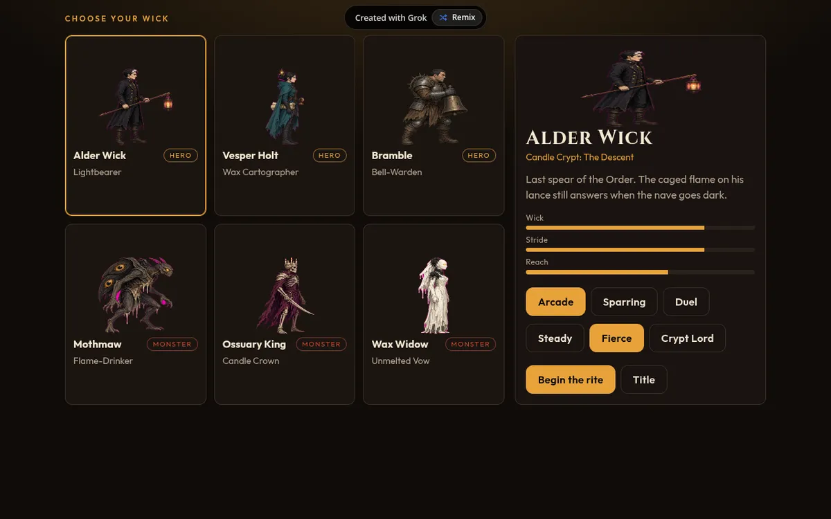 Screenshot of Candle Crypt Fighters