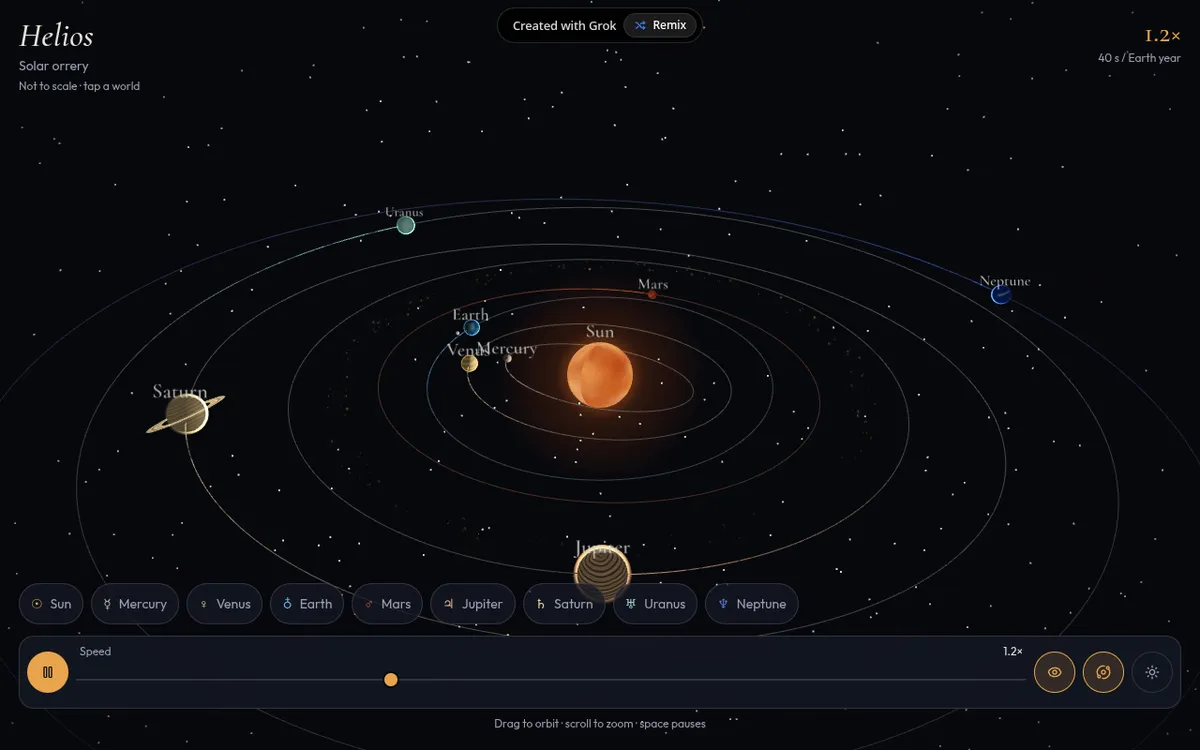 Helios screenshot: Spin through an interactive solar system