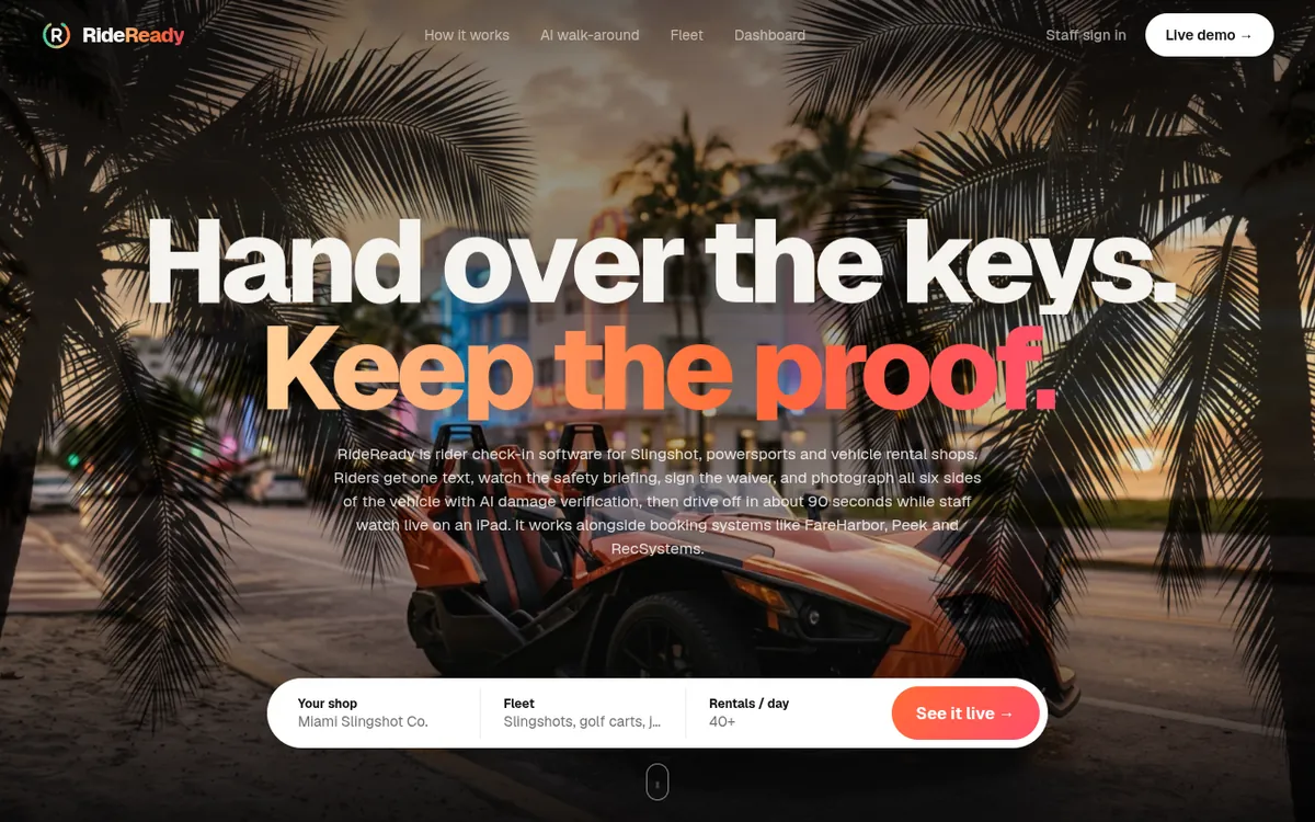 Screenshot of RideReady