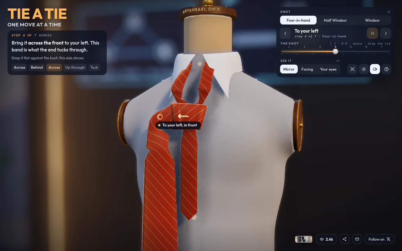 Tie a Tie screenshot: Learn to tie a tie step by step in 3D