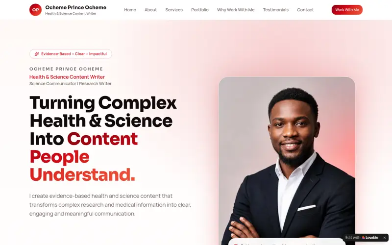 Screenshot of Science Clarity Hub