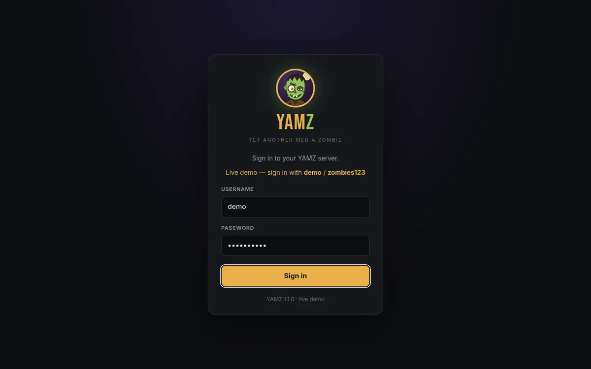 Screenshot of YAMZ
