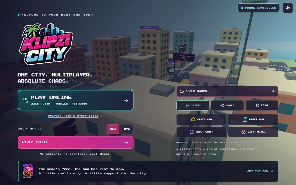 KlipZi City screenshot: Cause chaos in a multiplayer browser game