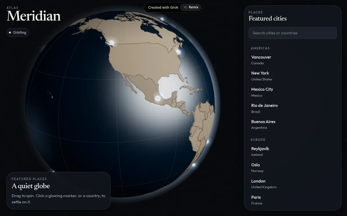 Screenshot of Meridian