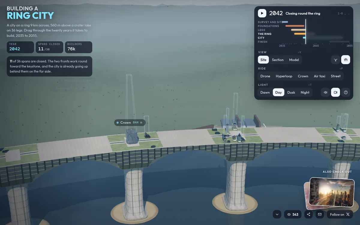 Ring City screenshot: Watch a megastructure city rise over 20 years