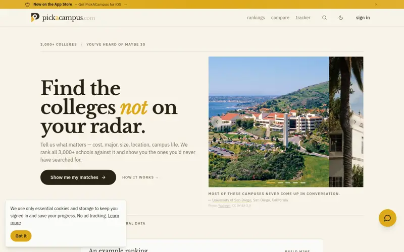 Screenshot of PickACampus