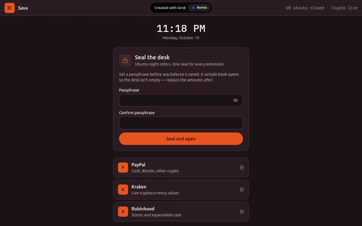Screenshot of Sava