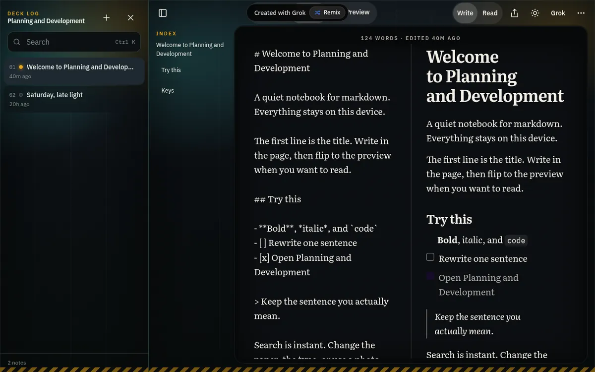 Screenshot of Planning and Development
