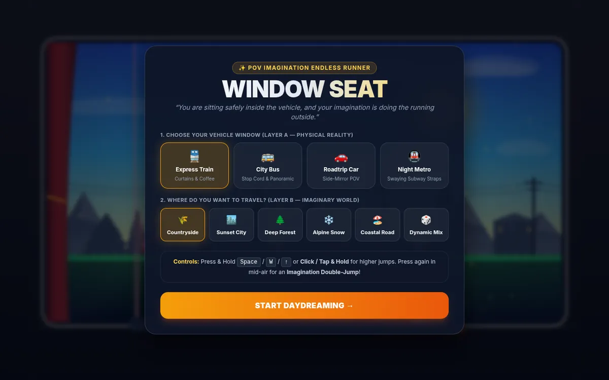Screenshot of Window Seat