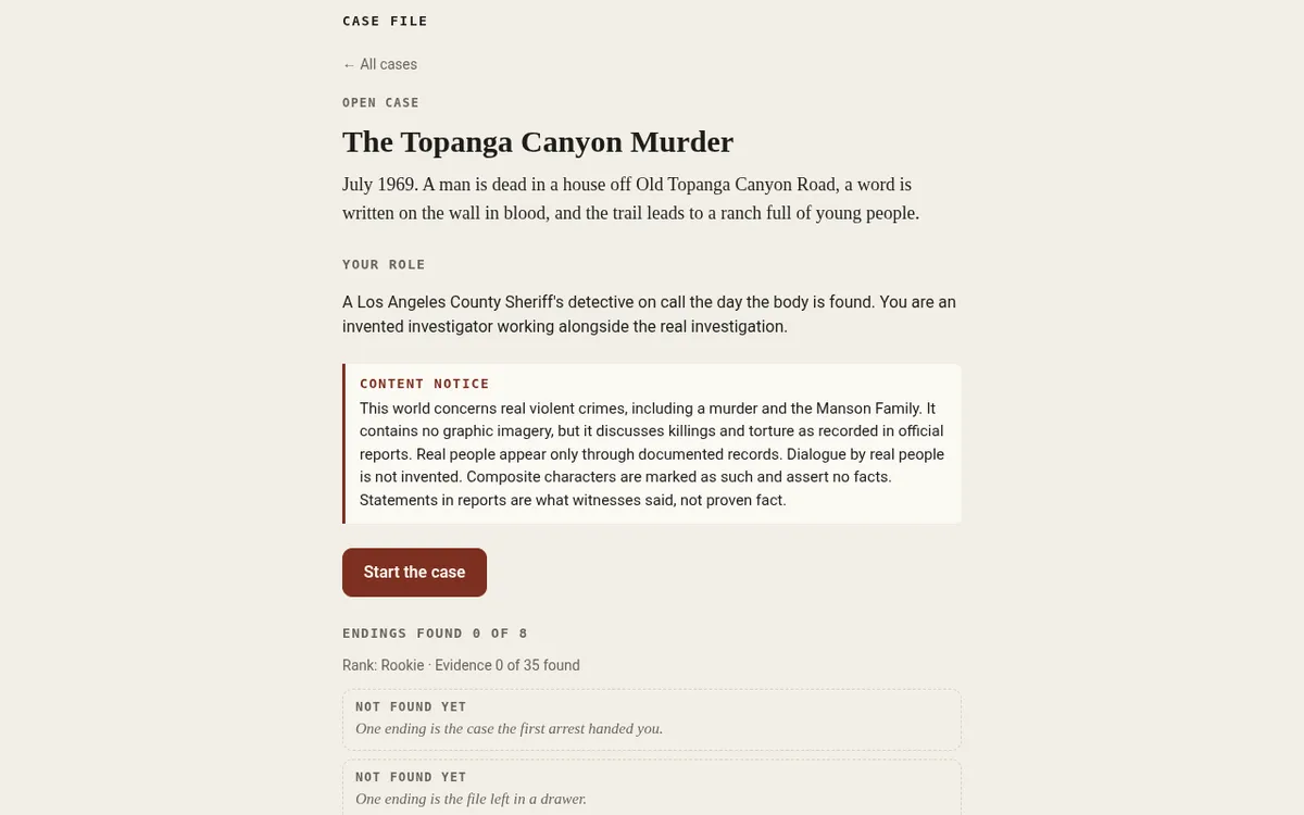 Case File screenshot: Solve real cases in a true crime detective game