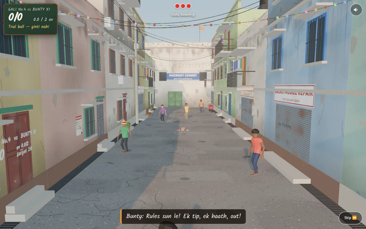 Gully Cricket screenshot: Play a 3D gully cricket game in Indian lanes