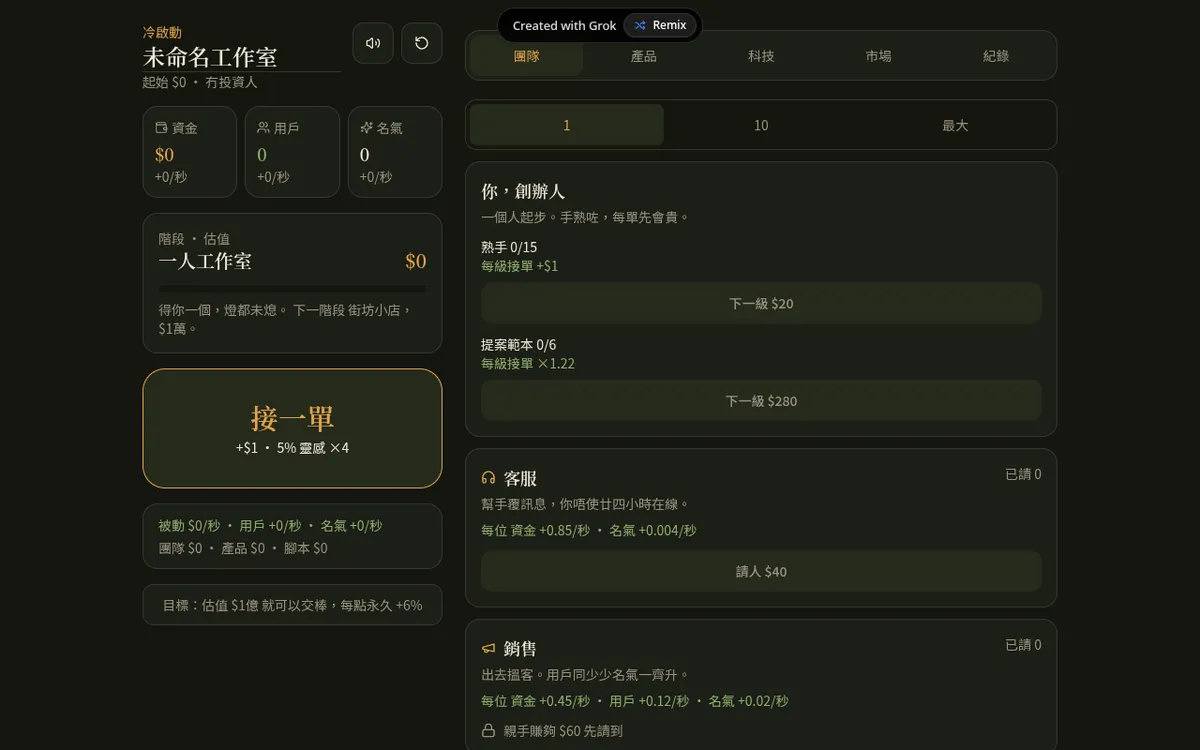 冷啟動 screenshot: Play a startup tycoon game from $0 to $100M