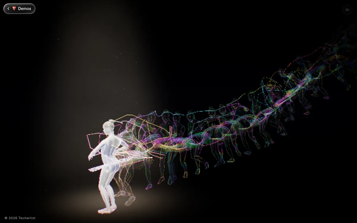 Worldline Dancer screenshot: Explore interactive 3D art about time