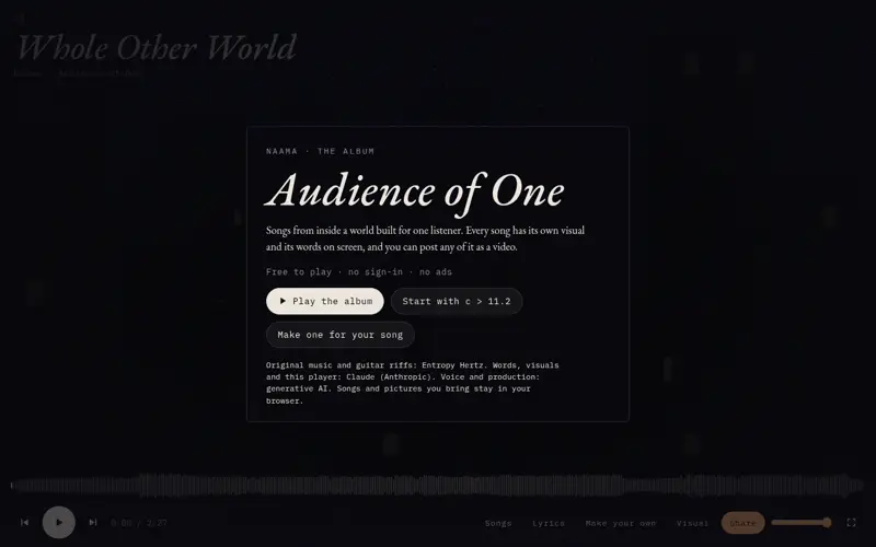 Screenshot of Audience of One