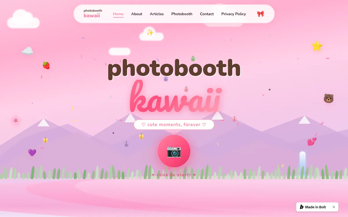 Photobooth Kawaii screenshot: Snap cute photo booth pictures online