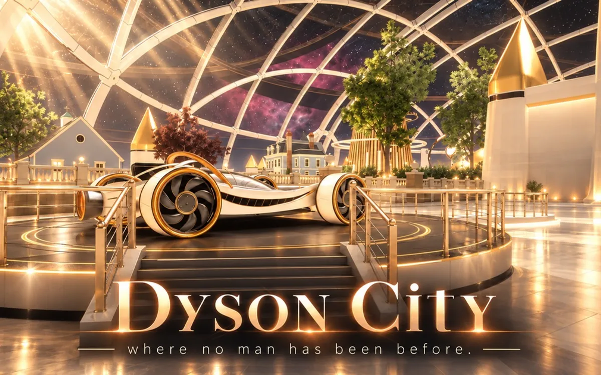 Dyson City screenshot: Explore a Dyson sphere city under a fixed sun