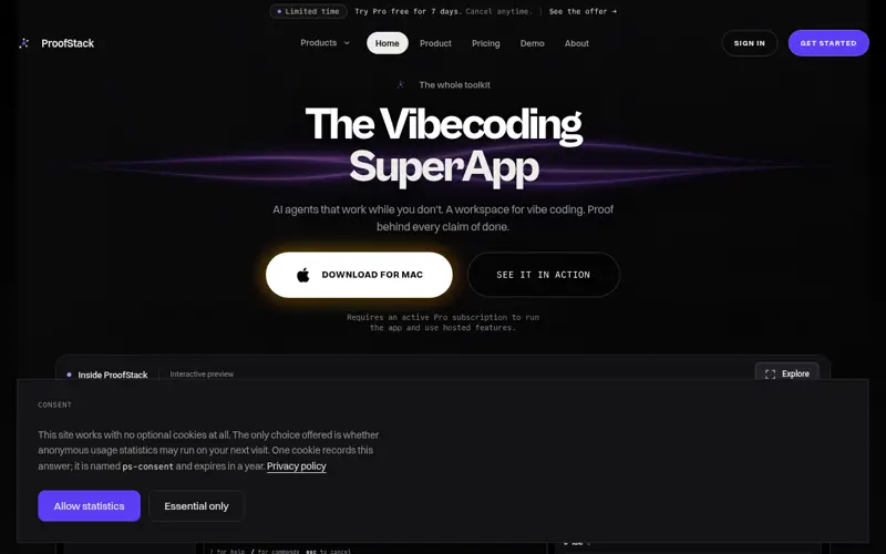 Screenshot of Proofstack