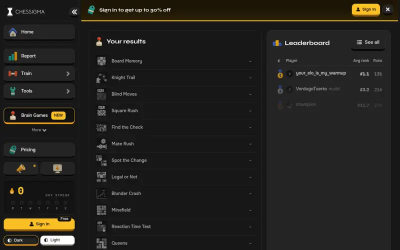Screenshot of Chessigma