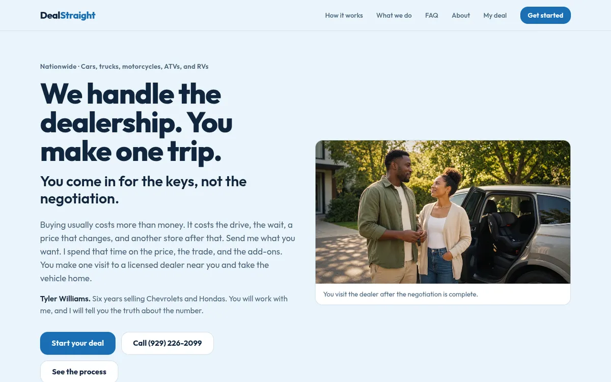 DealStraight screenshot: Get a vehicle price negotiated for you