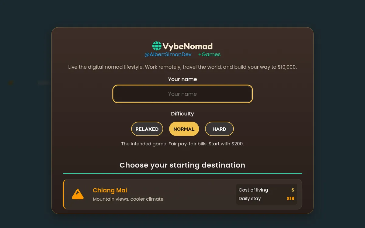 Screenshot of VybeNomad