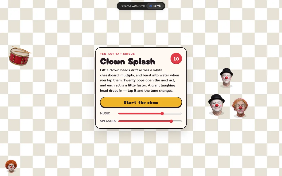 Screenshot of Clown Splash