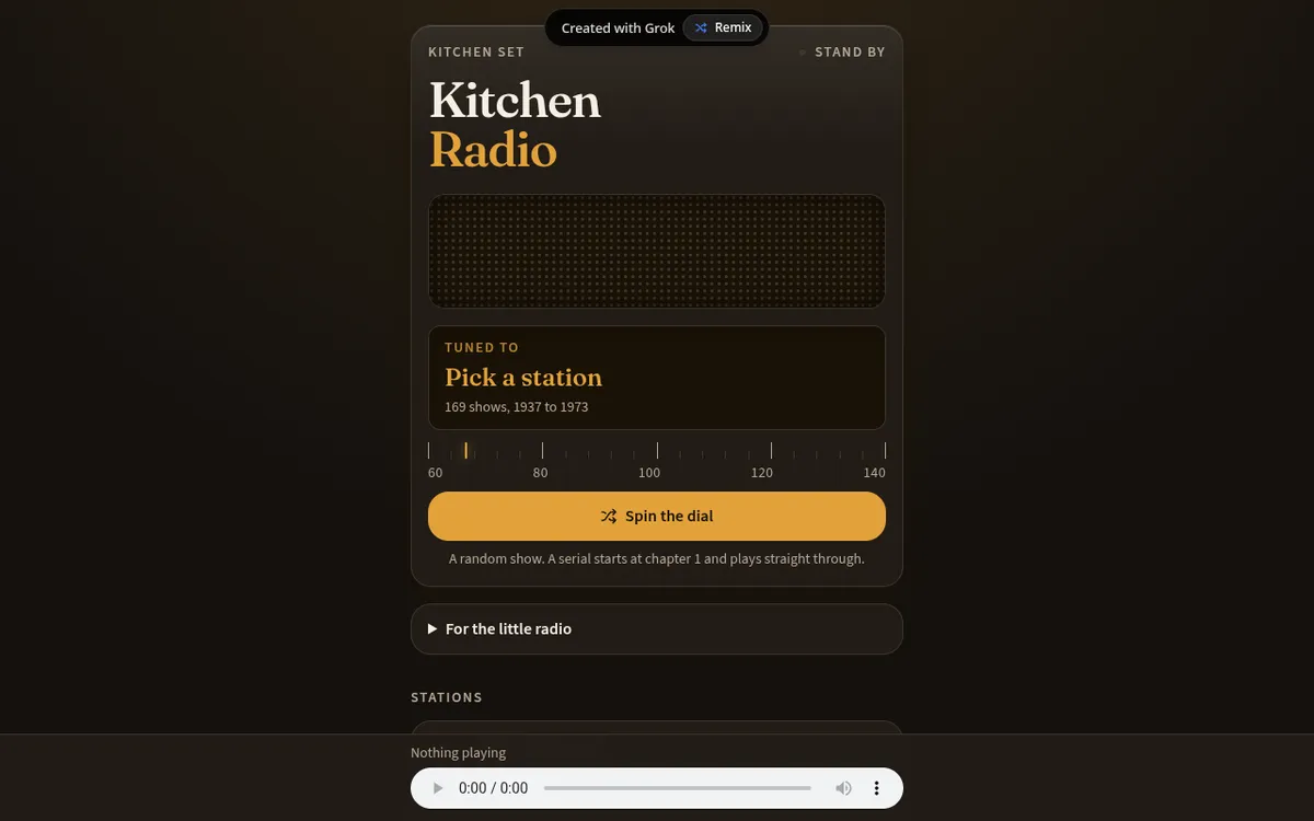Screenshot of Kitchen Radio