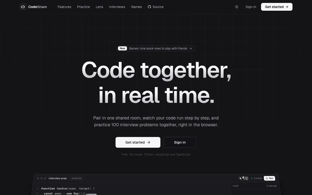 Screenshot of CodeShare